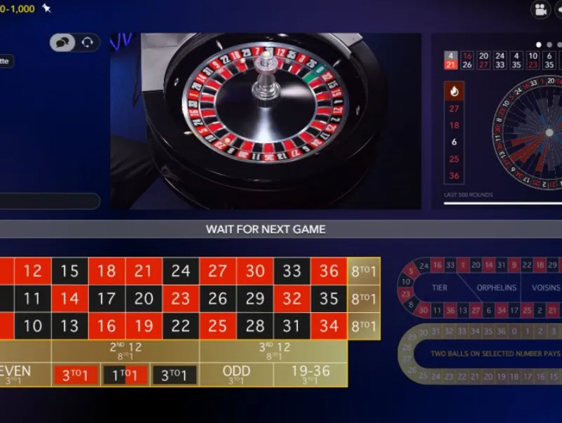 Chế độ livestream của Double Ball Roulette siêu đỉnh